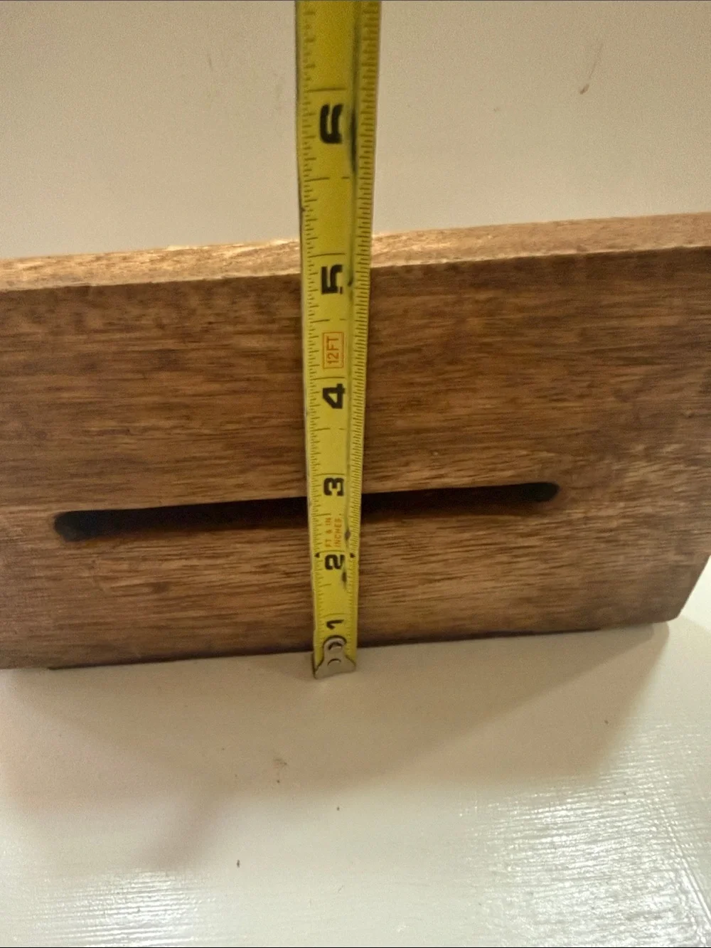 Brown Solid Wood and Metal Wall Shelf with Decorative Scroll Bracket Vintage